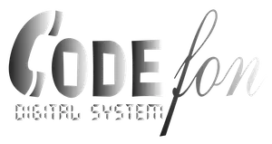 Hivatalos Codefon logó – a TEMA által kínált digitális kaputelefon rendszerek és kódzáras beléptetők márkája.